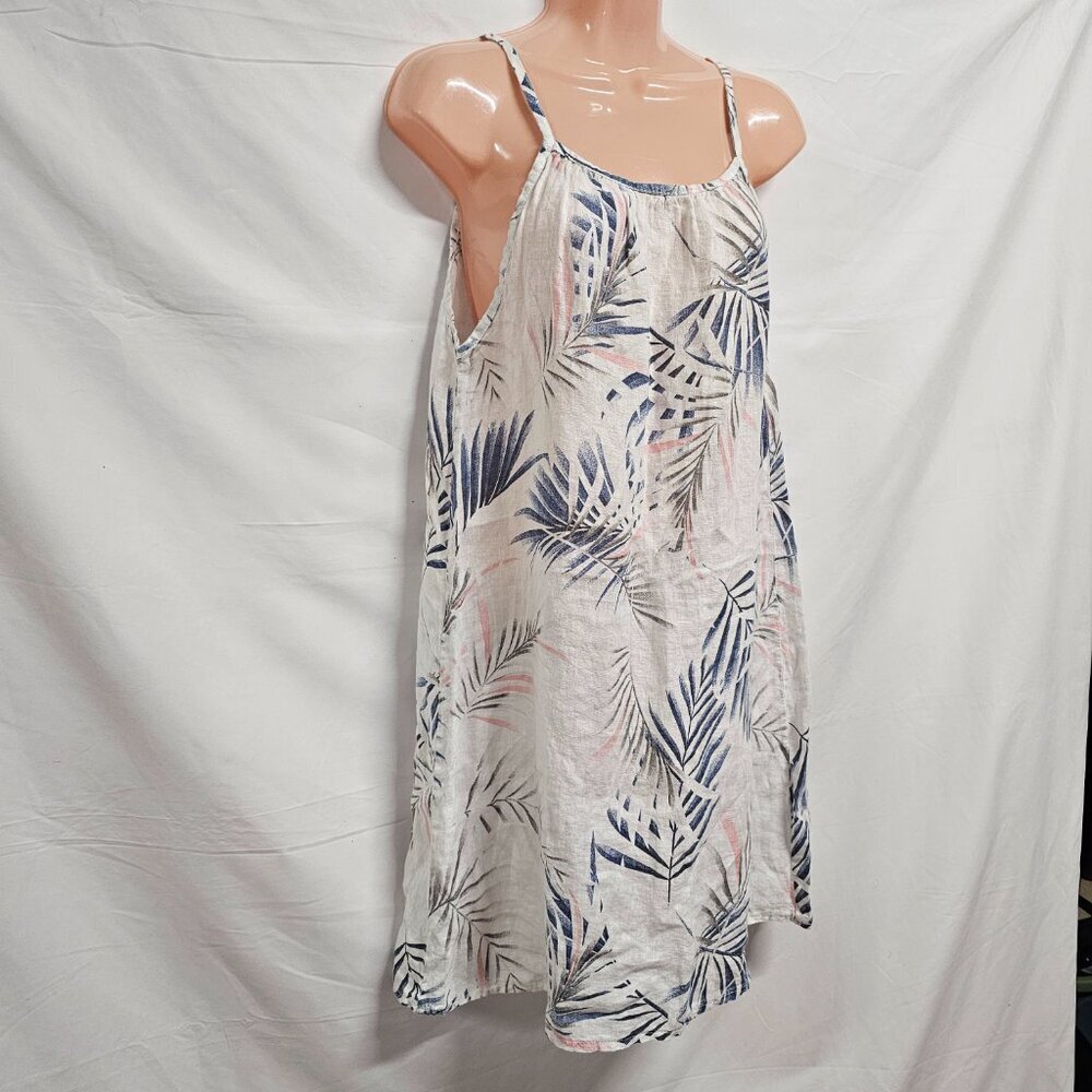 Lungo L'arno Tropical Sun Dress Women Size M White Linen - Picture 5 of 14